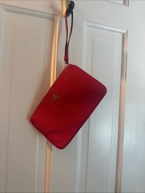 Coach Pink Pebbled Leather Wristlet with Gold Hardware